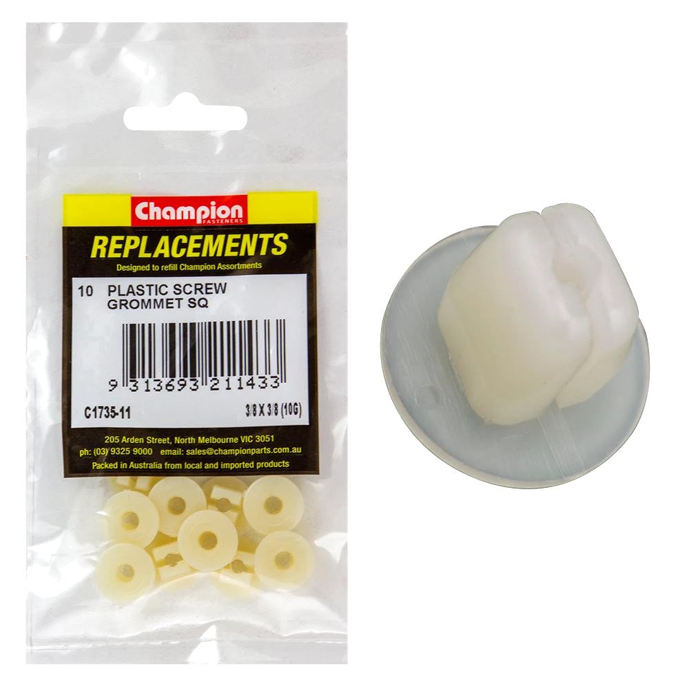Champion Screw Grommet Sq 3/8x3/8-10G