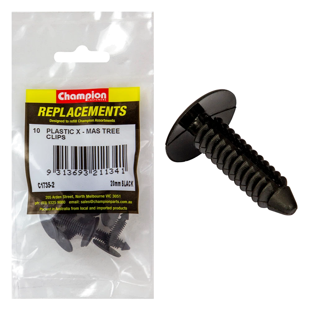 Champion Xmas Tree Clip Black 20mm Head x 27mm -10pk