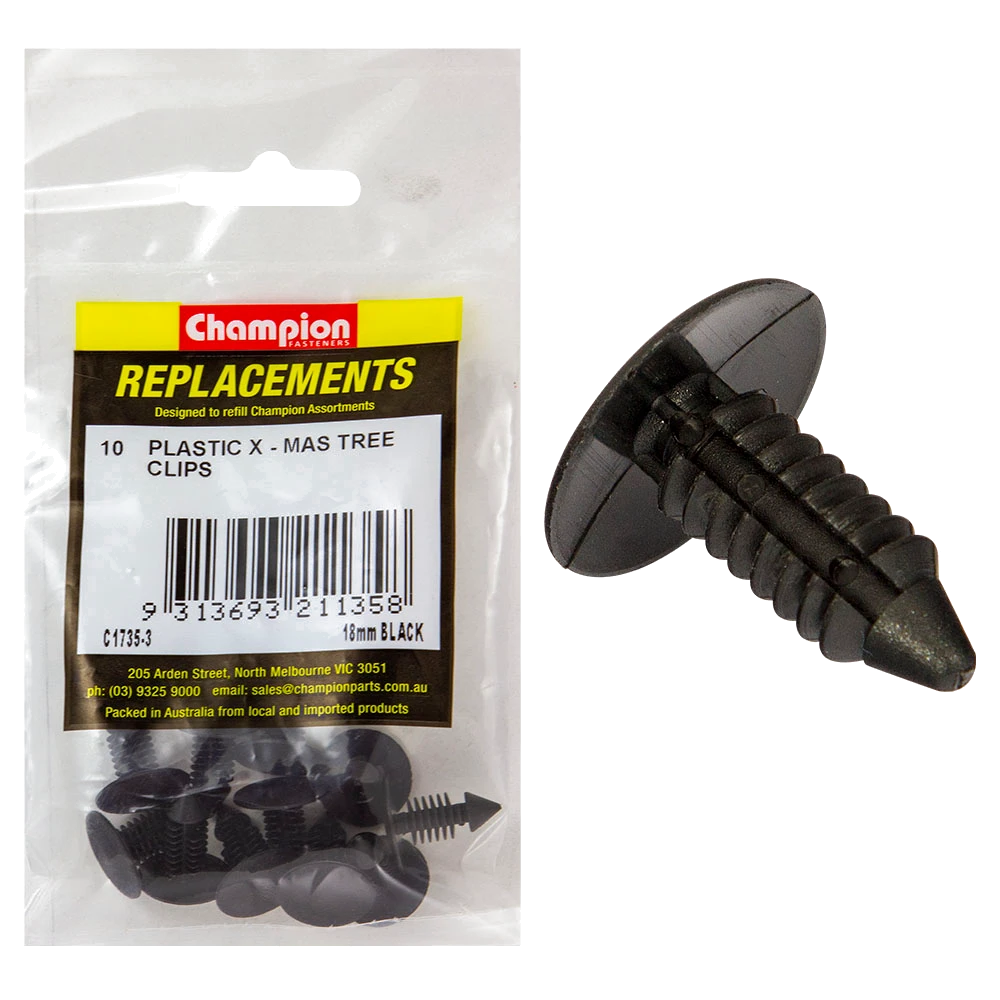 Champion Xmas Tree Clip Black 18mm Head x 26mm -10pk