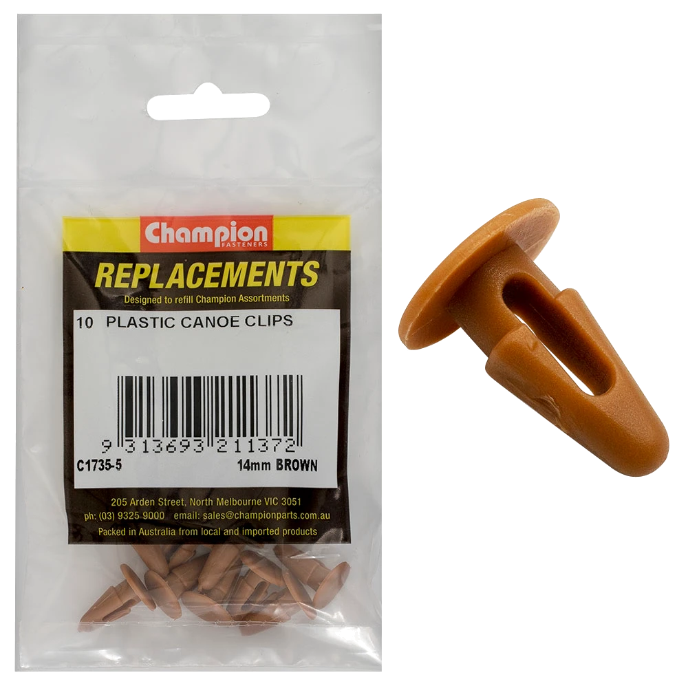 Champion Canoe Clip Brown 14mm Head x 16.8mm -10pk