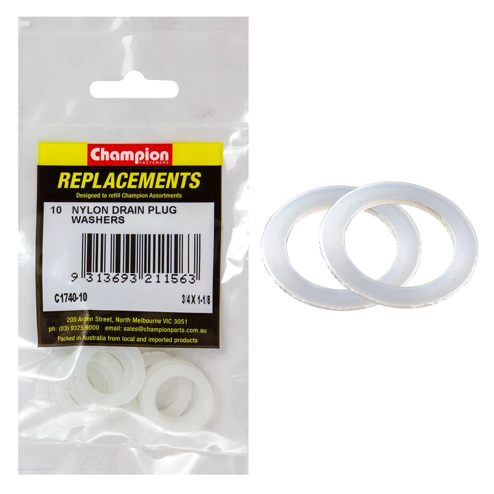 Champion 3/4in x 1-1/8in x 1/32in Nylon Washer -10pk