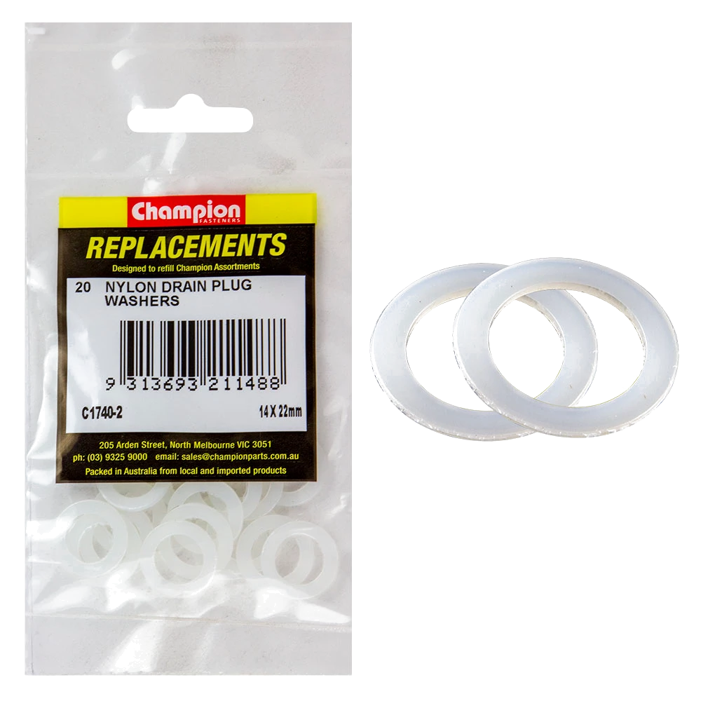 Champion M14 x 22mm x 1.0mm Nylon Washer -20pk