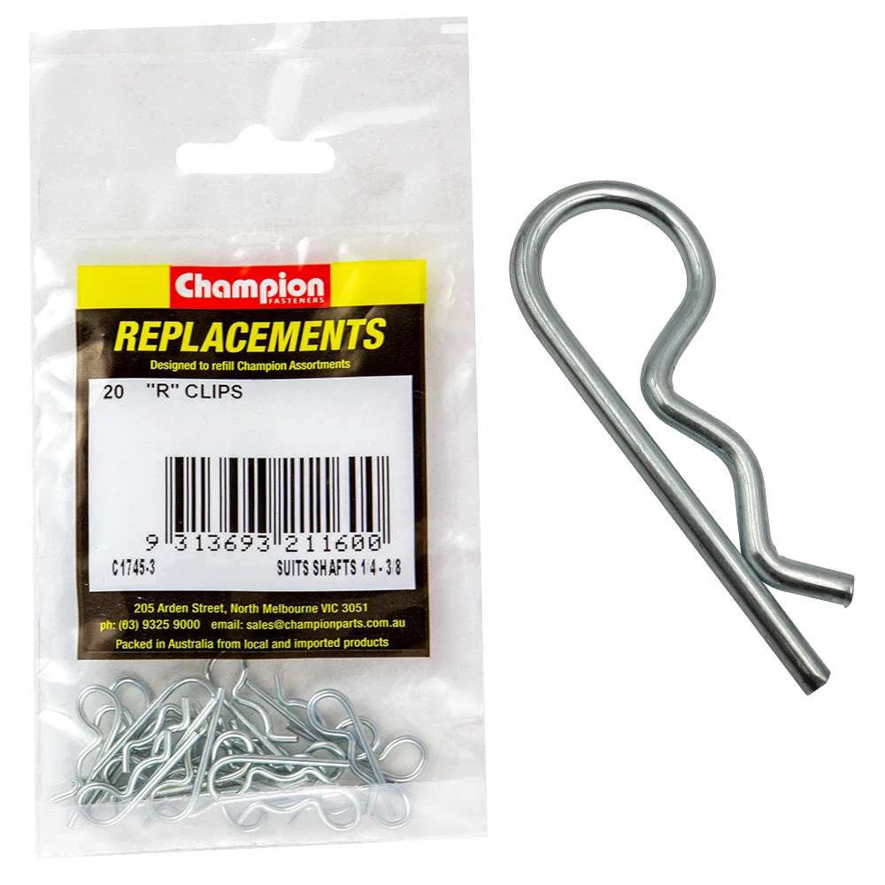 Champion R-Clip To Suit 1/4in To 3/8in Shaft Dia. -20pk