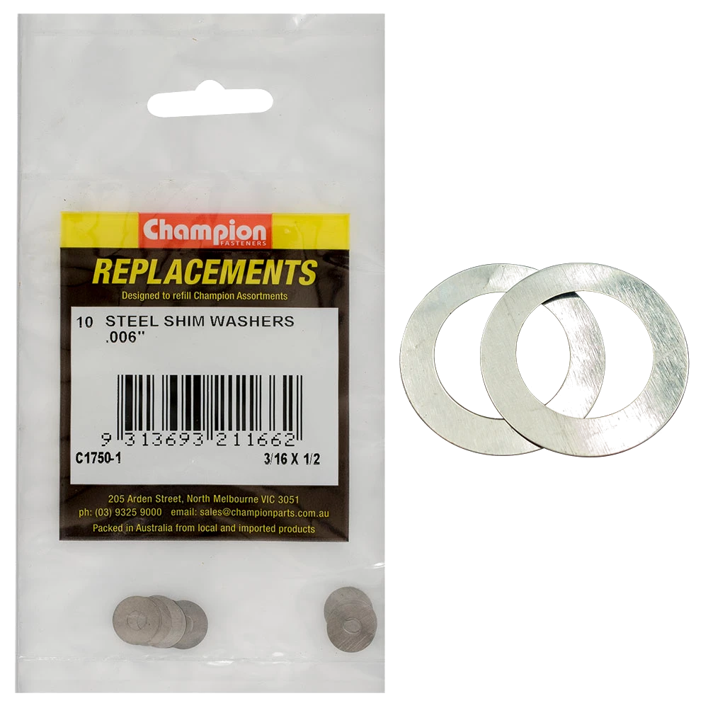 Champion 3/16in x 1/2in x .006in Shim Washer -10pk**