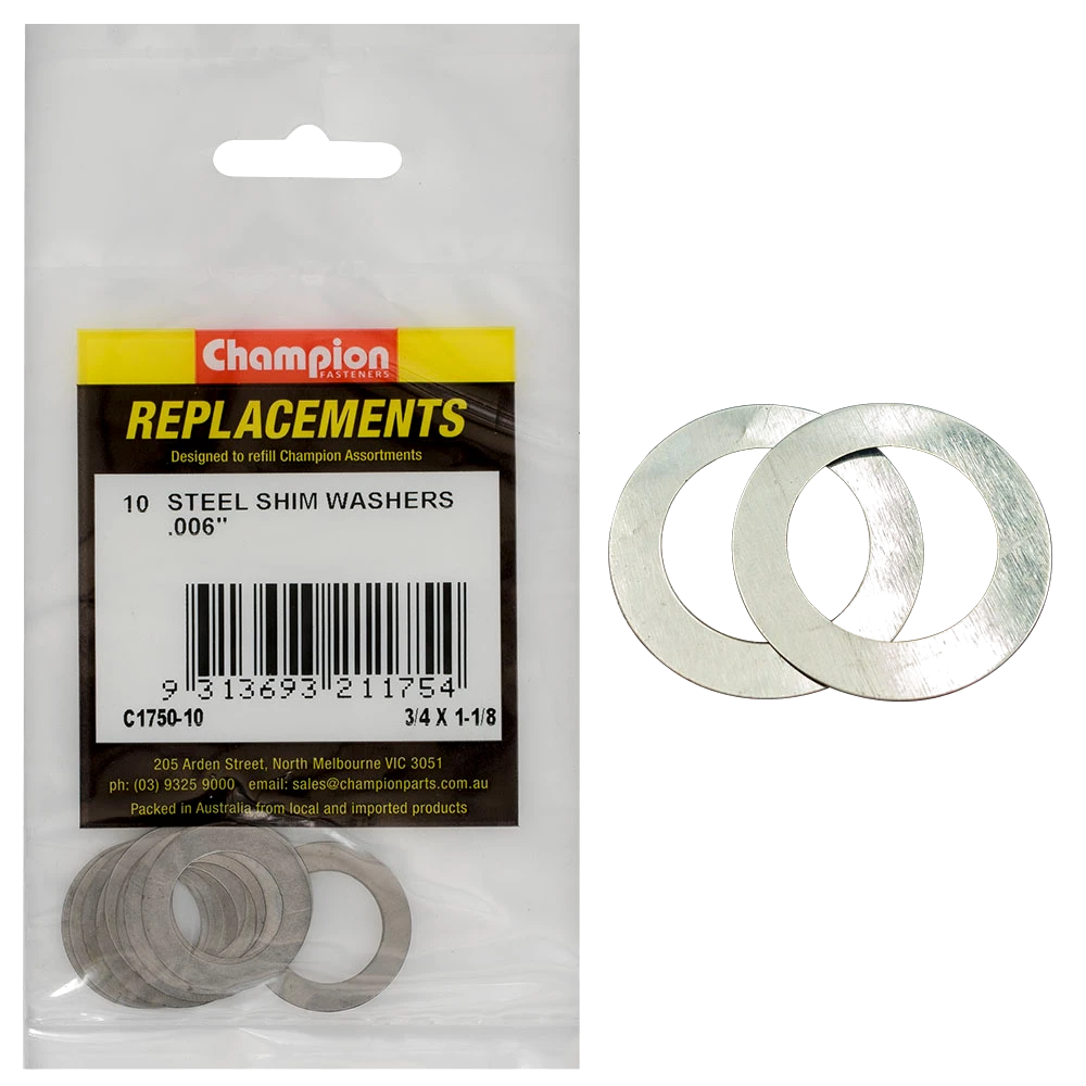 Champion 3/4in x 1-3/16in x .006in Shim Washer -10pk**