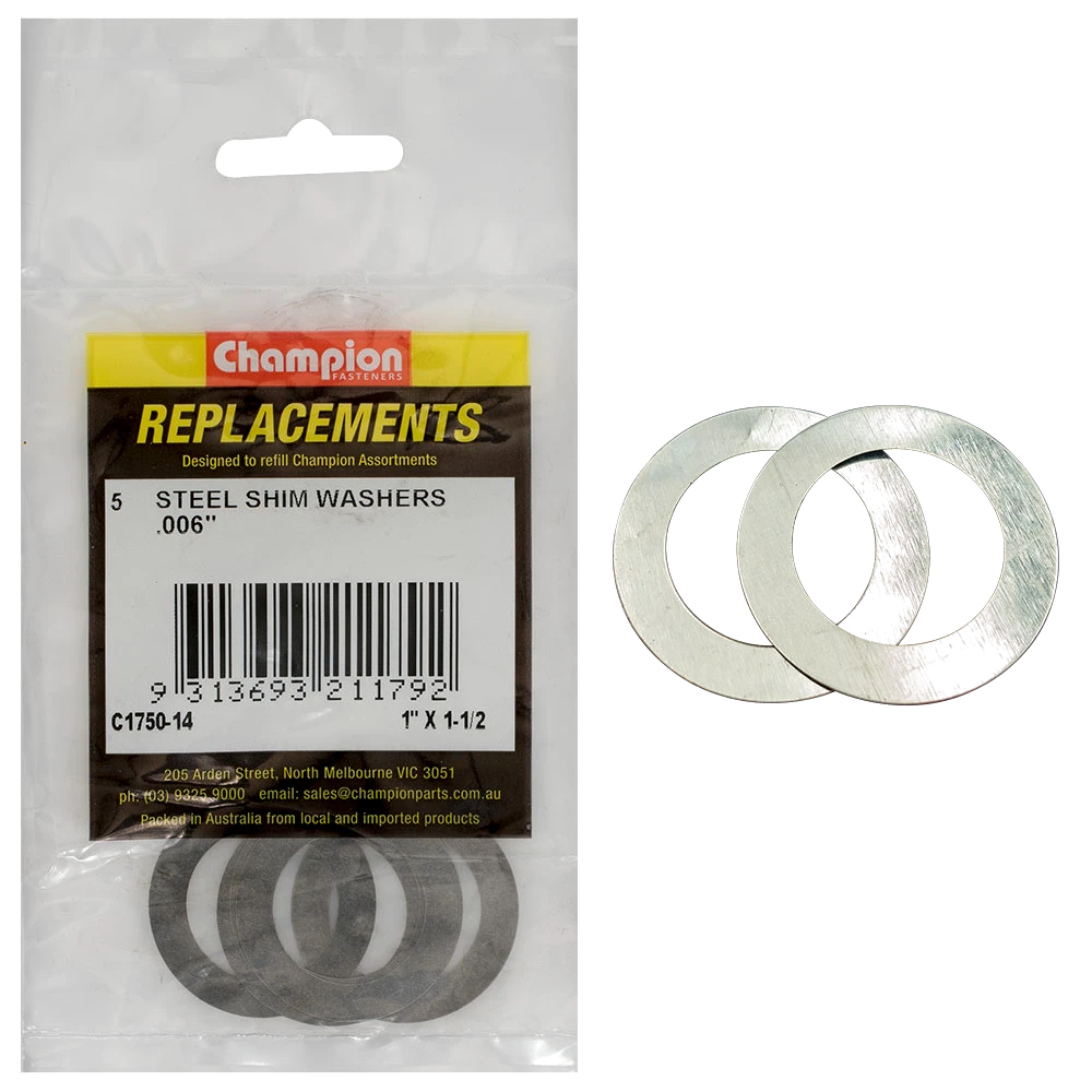Champion 1in x 1-1/2in x .006in Shim Washer -5pk**