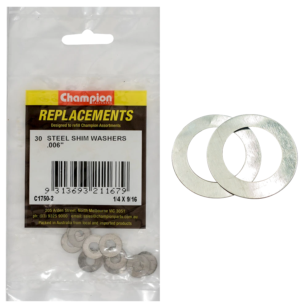 Champion 1/4in x 9/16in x .006in Shim Washer -30pk**