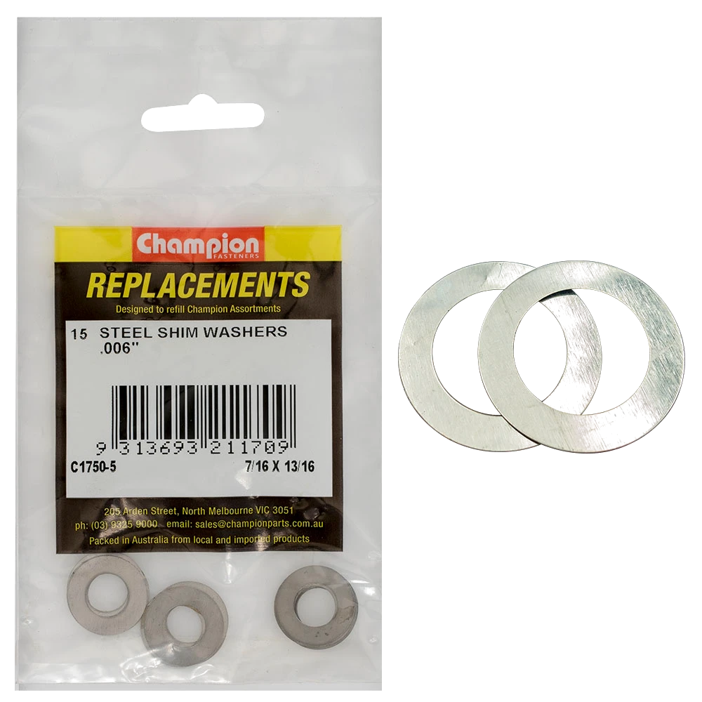 Champion 7/16in x 13/16in x .006in Shim Washer -15pk**