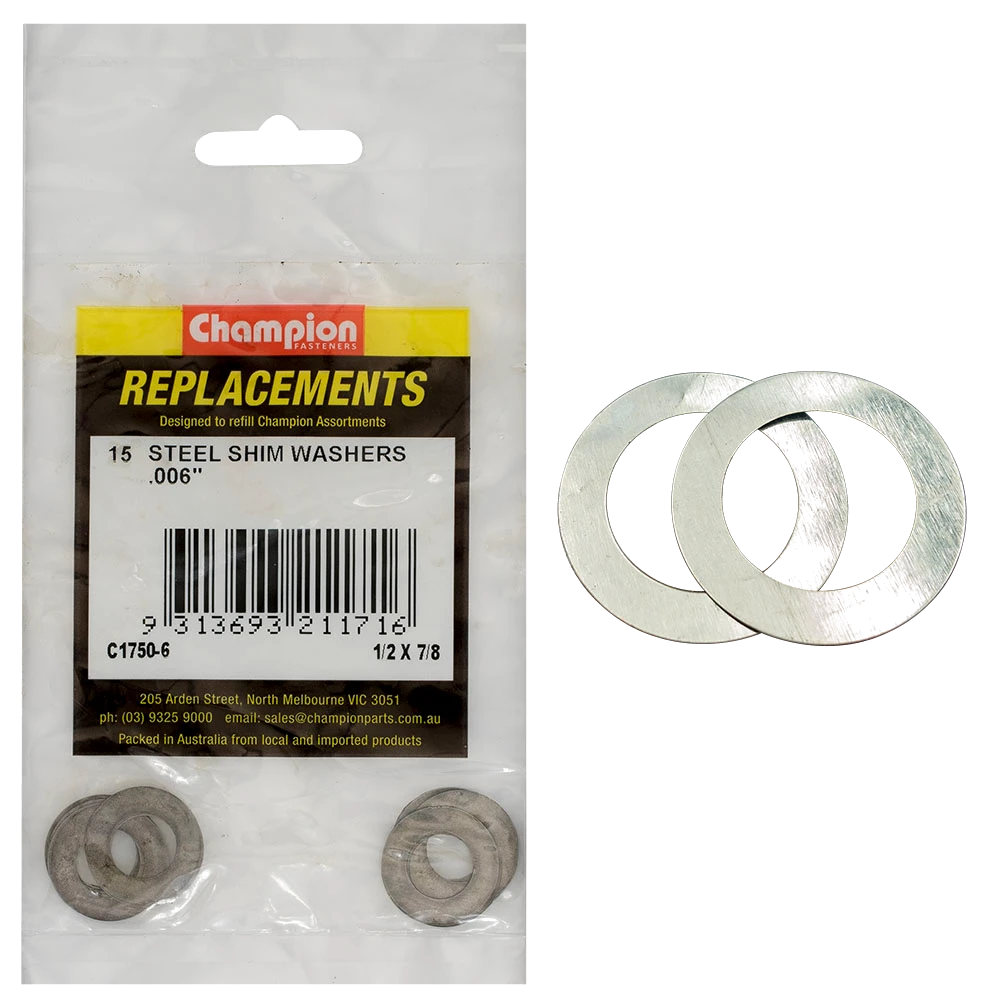 Champion 1/2in x 7/8in x .006in Shim Washer -15pk**