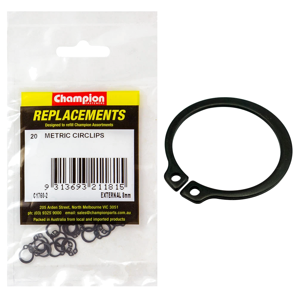 Champion 8mm External Circlip -20pk