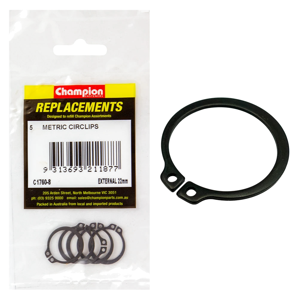 Champion 22mm External Circlip -5pk