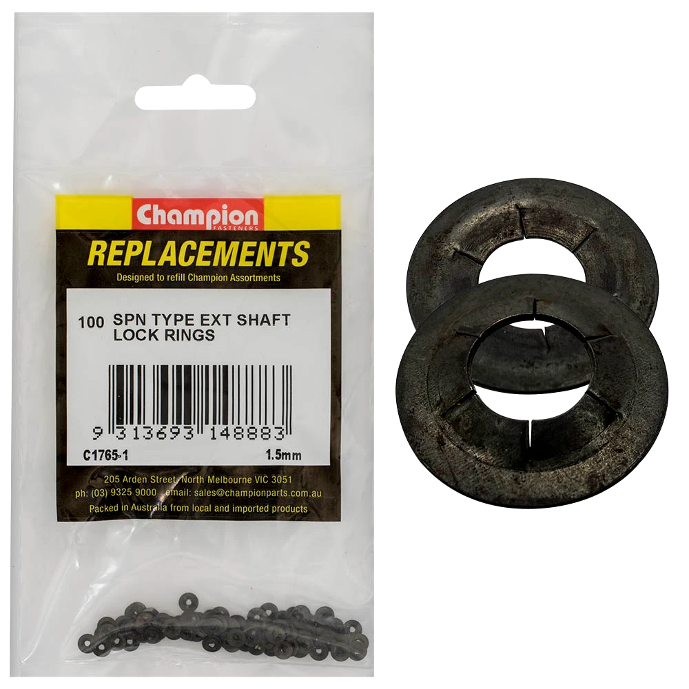 Champion 1.5mm Spn Type External Lock Rings -100pk