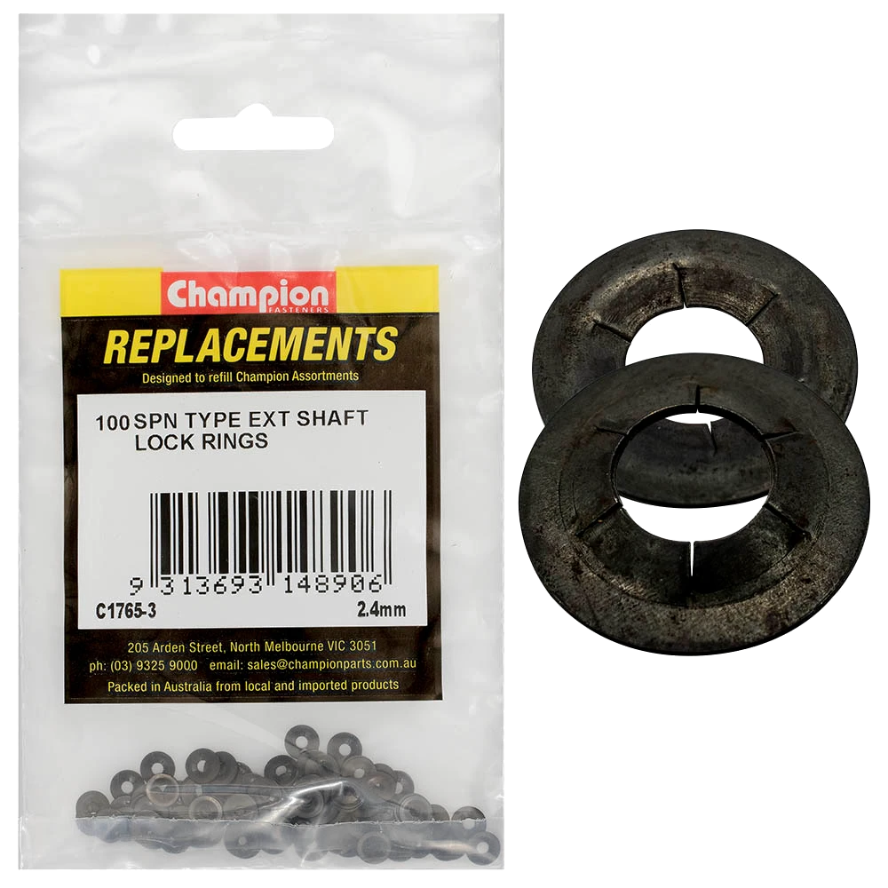 Champion 2.4mm Spn Type External Lock Rings -100pk