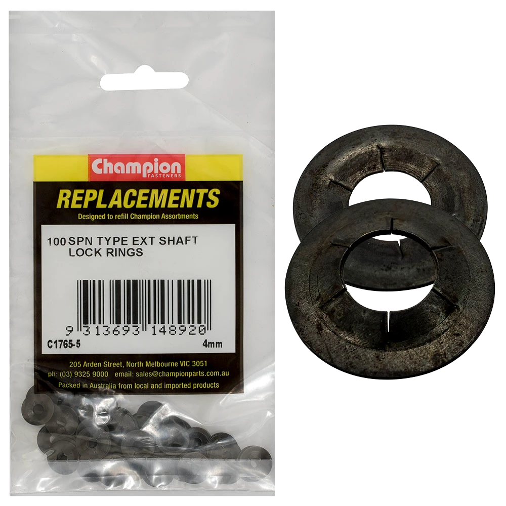Champion 4mm Spn Type External Lock Rings -100pk