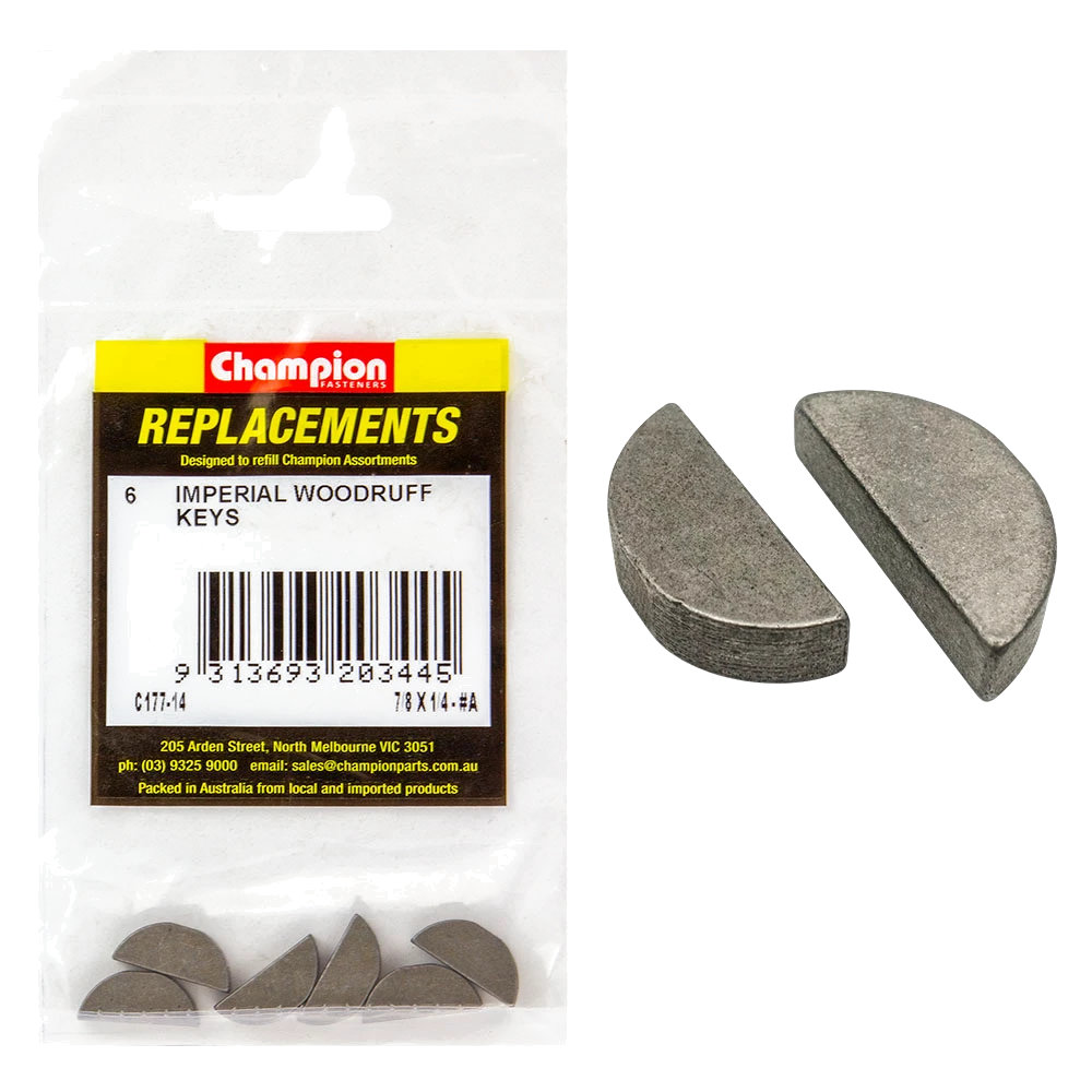 Champion 7/8in x 1/4in Wka Woodruff Key -6pk