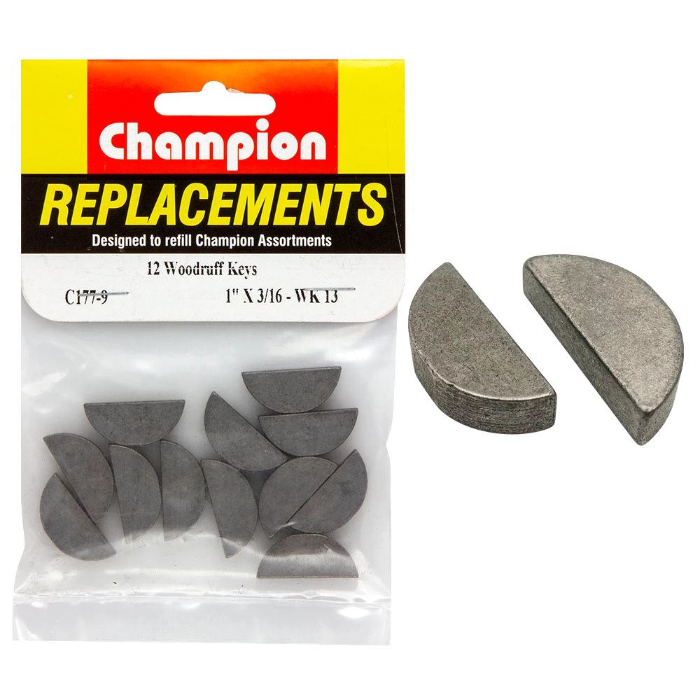 Champion 1in x 3/16in Wk13 Woodruff Key -12pk