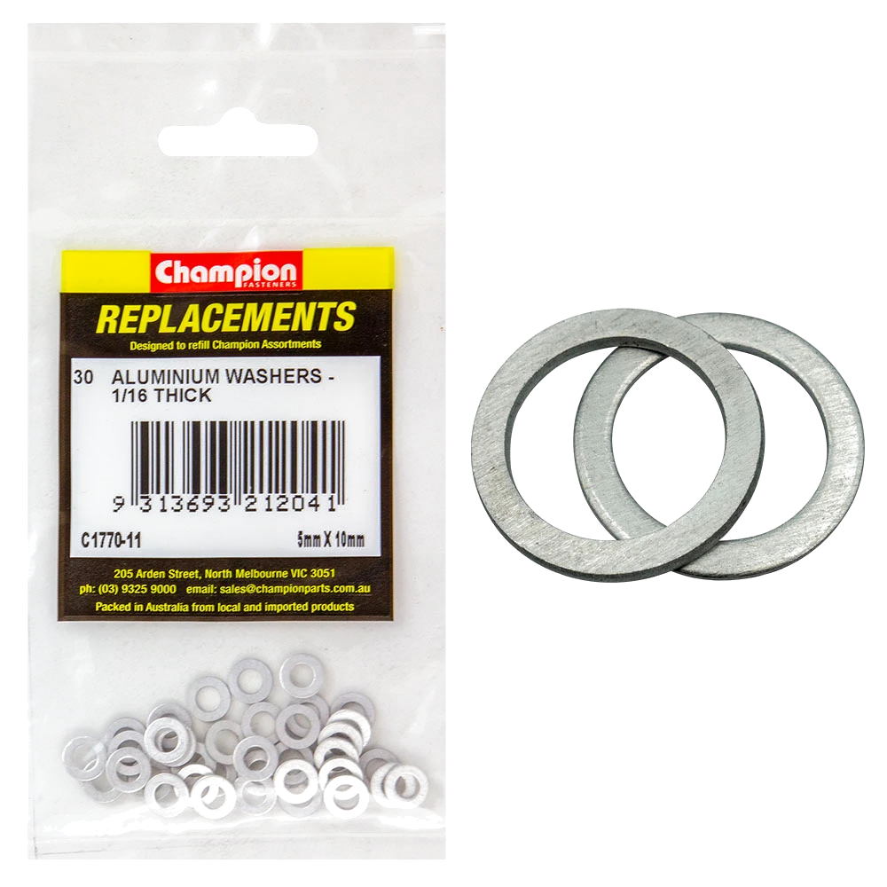 Champion M5 x 10mm x 1.6mm Aluminium Washer -30pk