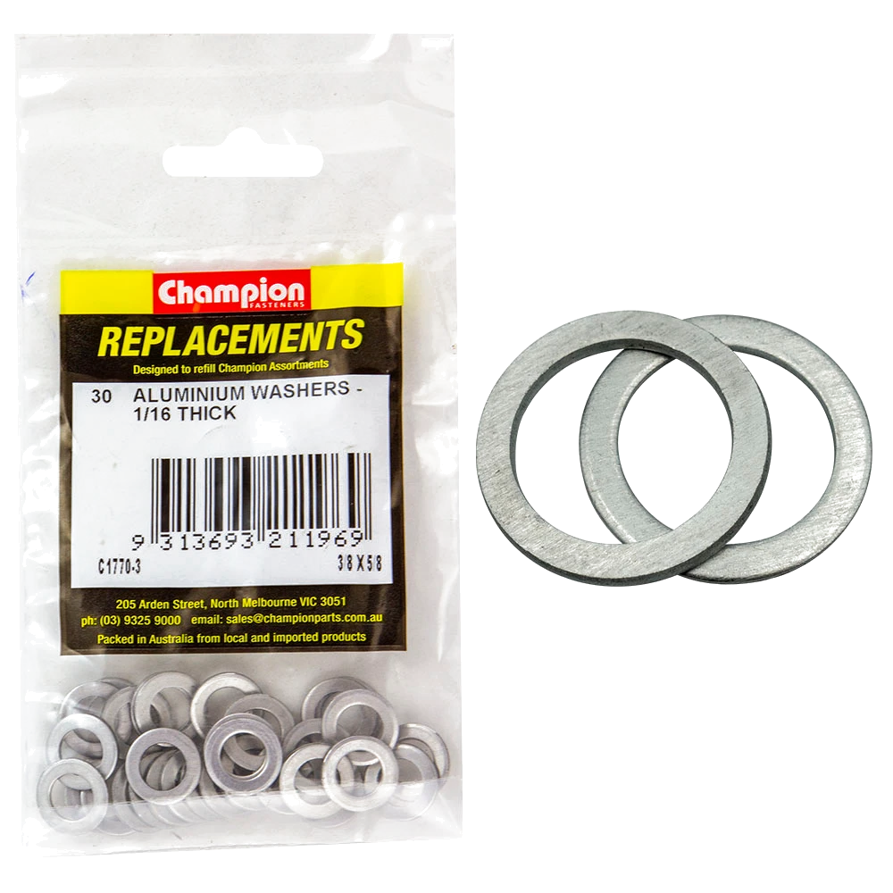 Champion 3/8in x 5/8in x 1/16in Aluminium Washer -30pk