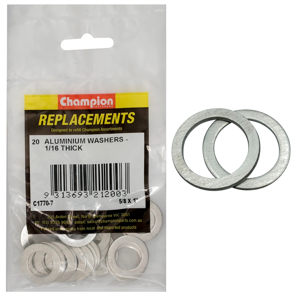 Champion 5/8in x 1in x 1/16in Aluminium Washer -20pk