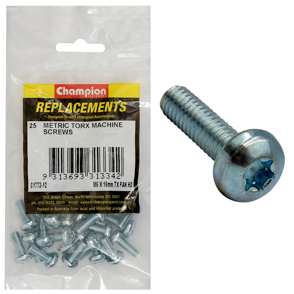 Champion M6 x 16mm Machine Screw -Pan -Tx -25pk