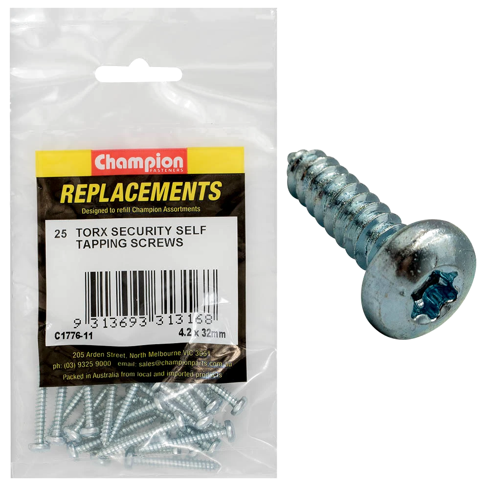 Champion 8G x 1-1/4in S/Tapping Screw -Pan -Tx -25pk