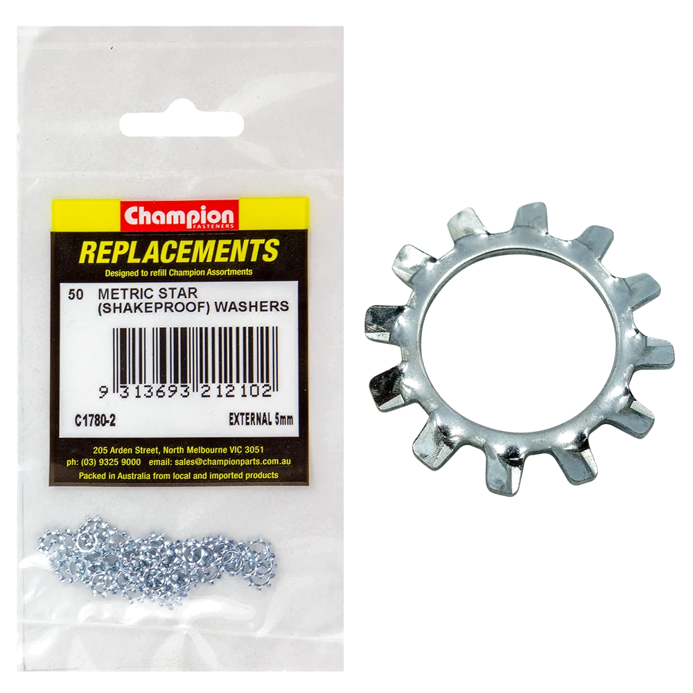 Champion 5mm External Star Washer -50pk