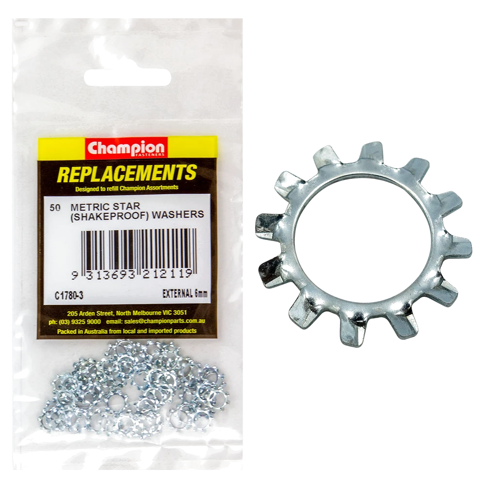 Champion 6mm External Star Washer -50pk