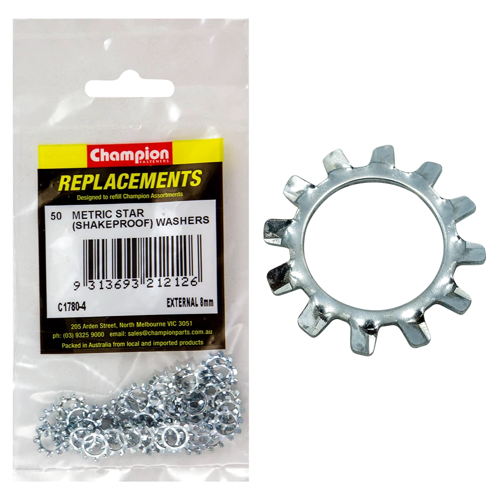 Champion 8mm External Star Washer -50pk