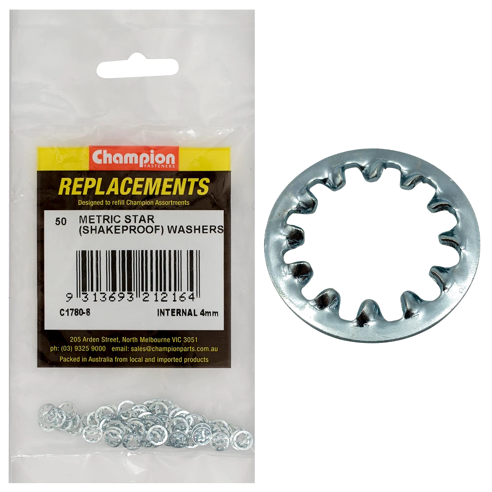 Champion 4mm internal Star Washer -50pk