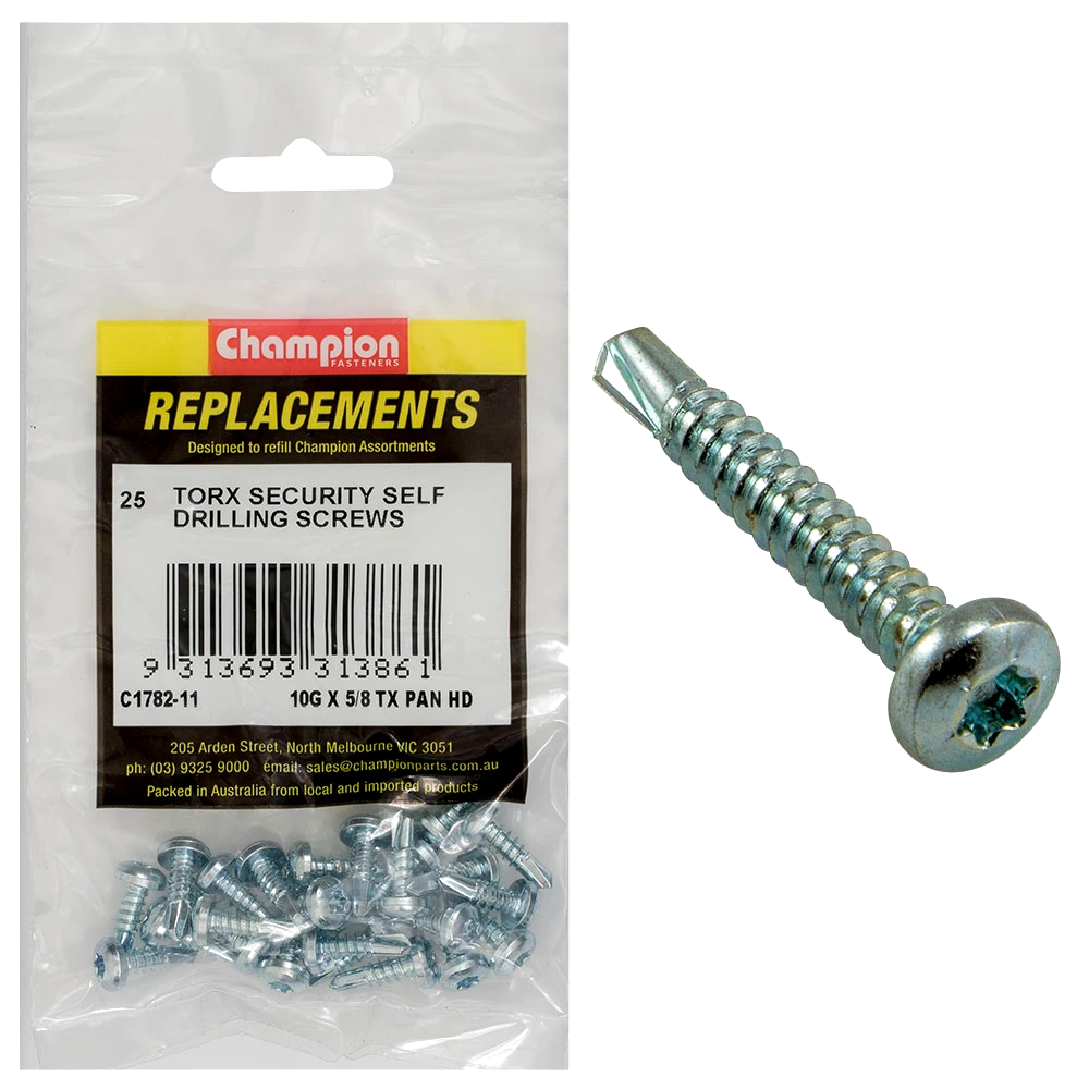 Champion 10G x 5/8in S/Drilling Screw -Pan -Tx -25pk