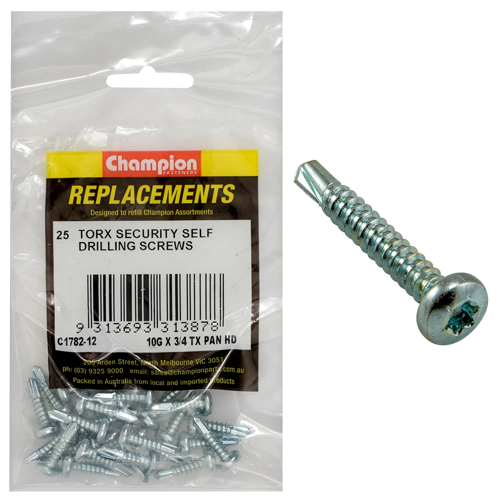 Champion 10G x 3/4in S/Drilling Screw -Pan -Tx -25pk