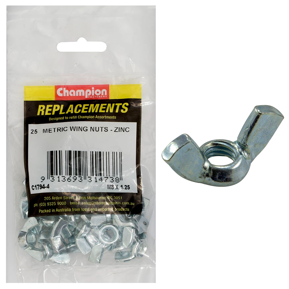 Champion M8 x 1.25 Wing Nut -25pk