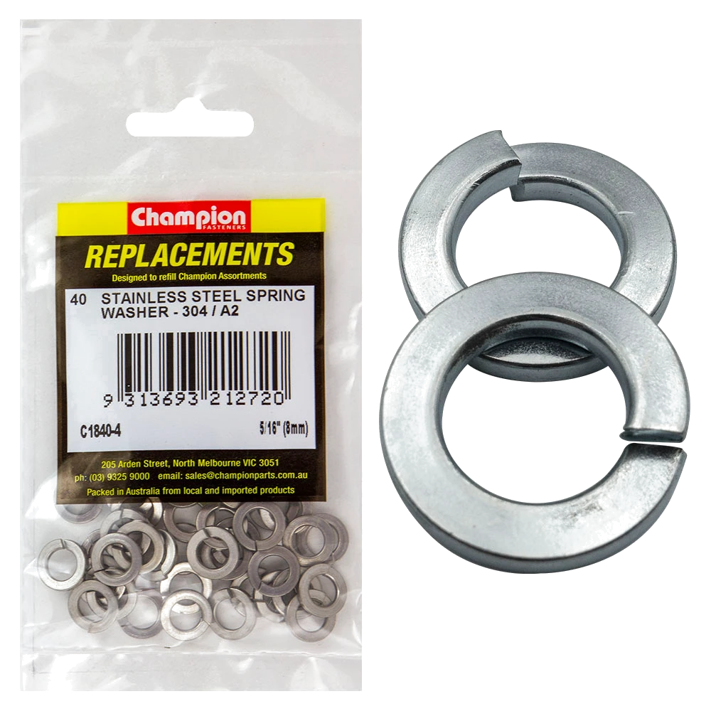 Champion 5/16in (M8) Stainless Spring Washer 304/A2 -40pk