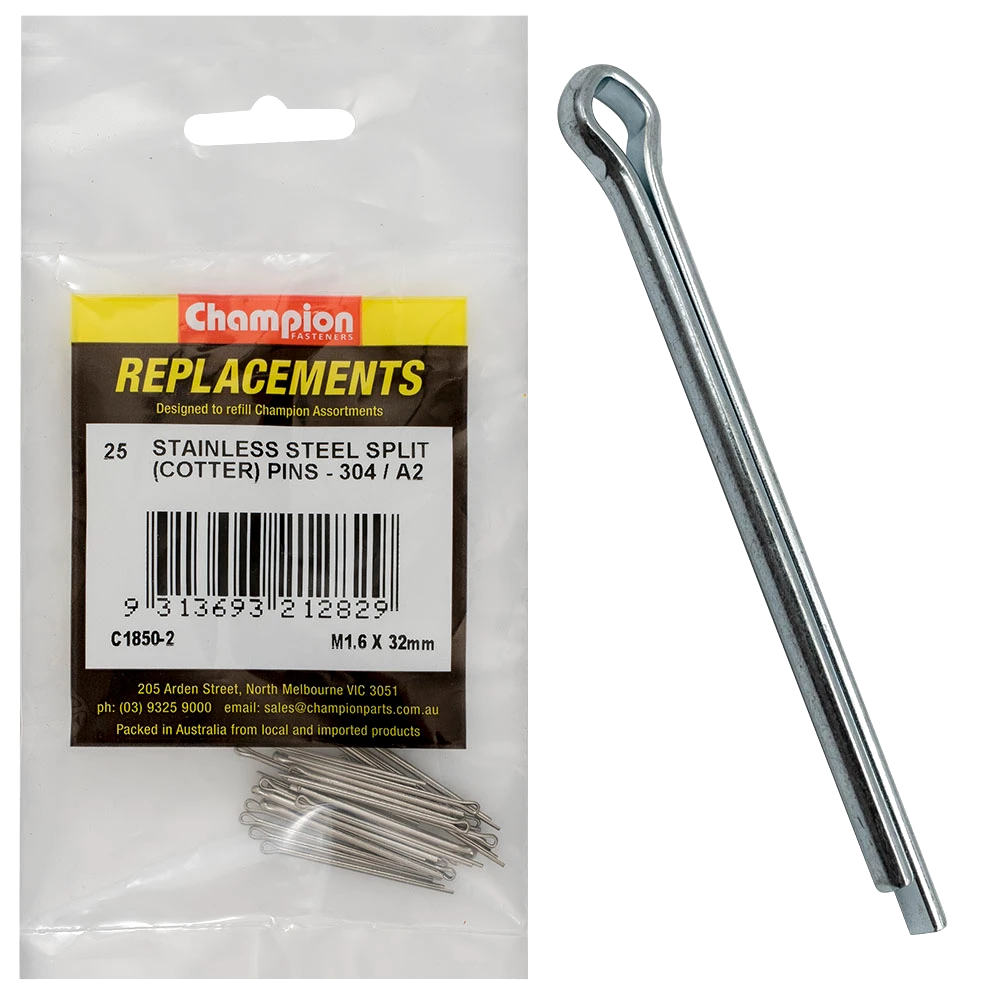 Champion 1.6 x 32mm Stainless Split (Cotter) Pin 304/A2-25pk