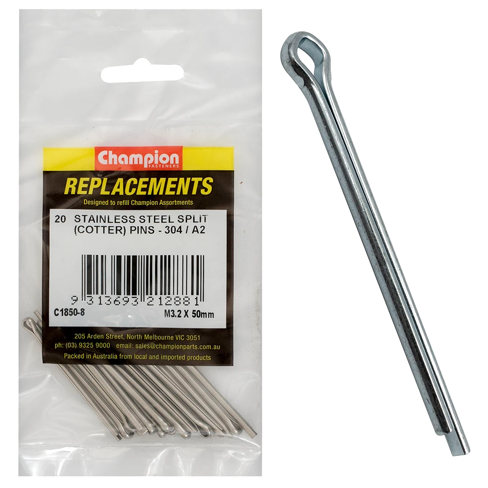 Champion 3.2 x 50mm Stainless Split (Cotter) Pin 304/A2-20pk