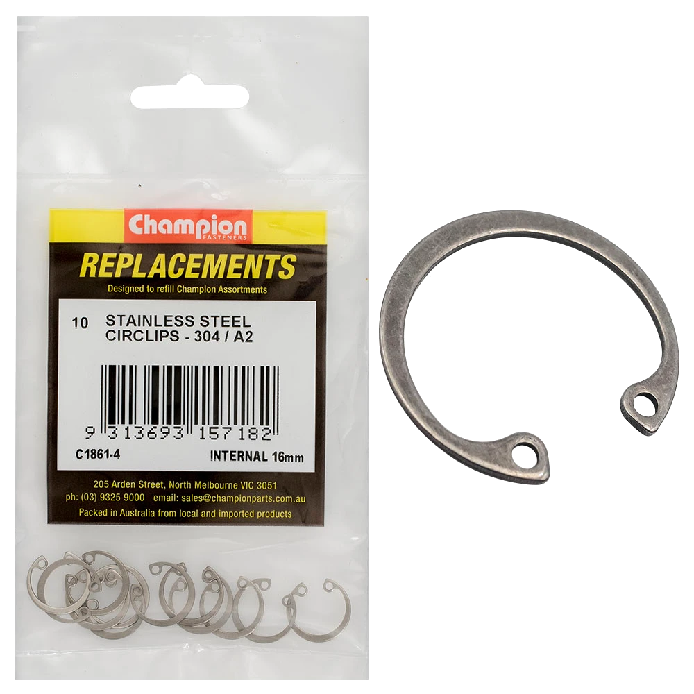 Champion 16mm Stainless internal Circlip 304/A2 -10pk