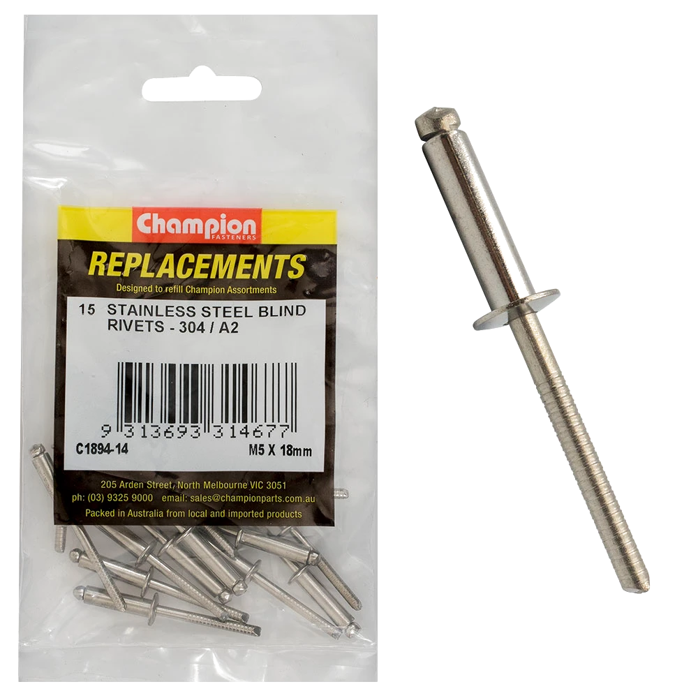 Champion 5.0mm x 18mm Blind Rivet -304/A2 -25pk