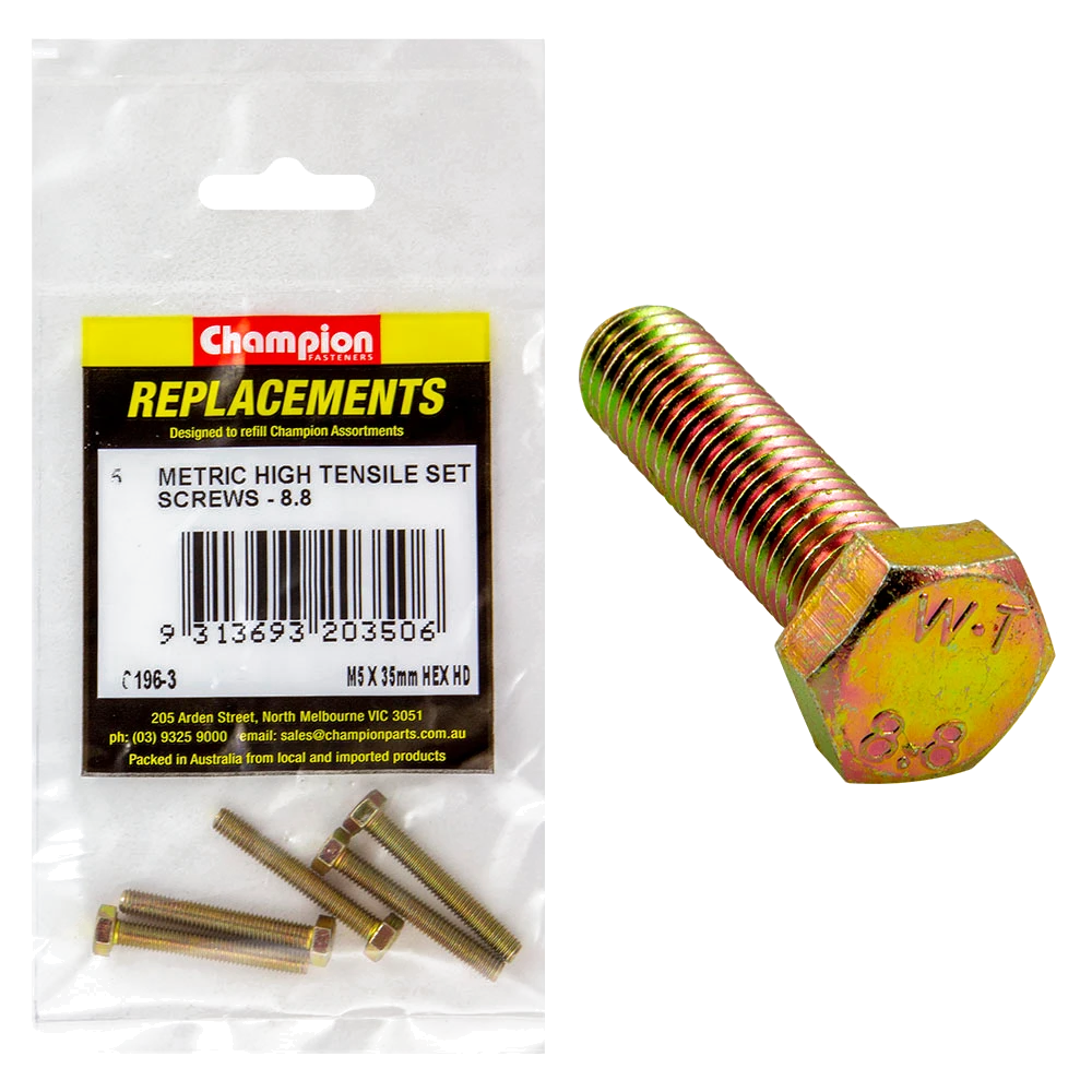 Champion M5 x 35mm x 0.8 Set Screw -Gr.8.8 -5pk