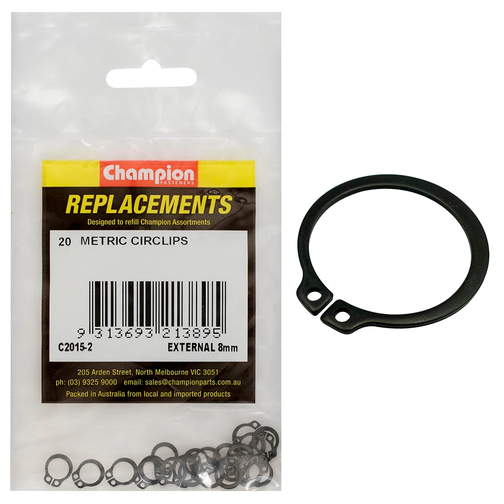 Champion 8mm External Circlip -20pk