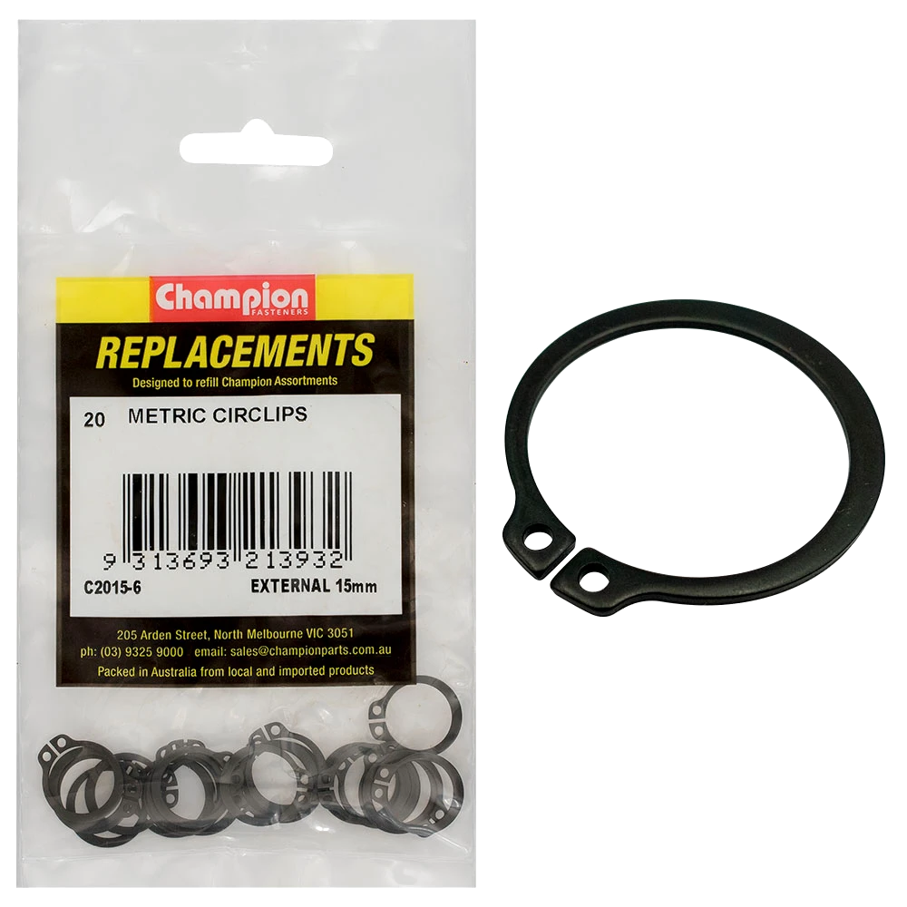 Champion 15mm External Circlip -20pk