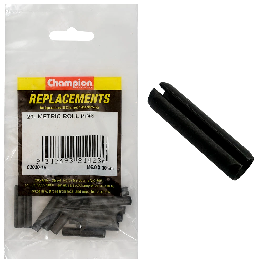 Champion 6.0 x 30mm Metric Roll Pin -20pk