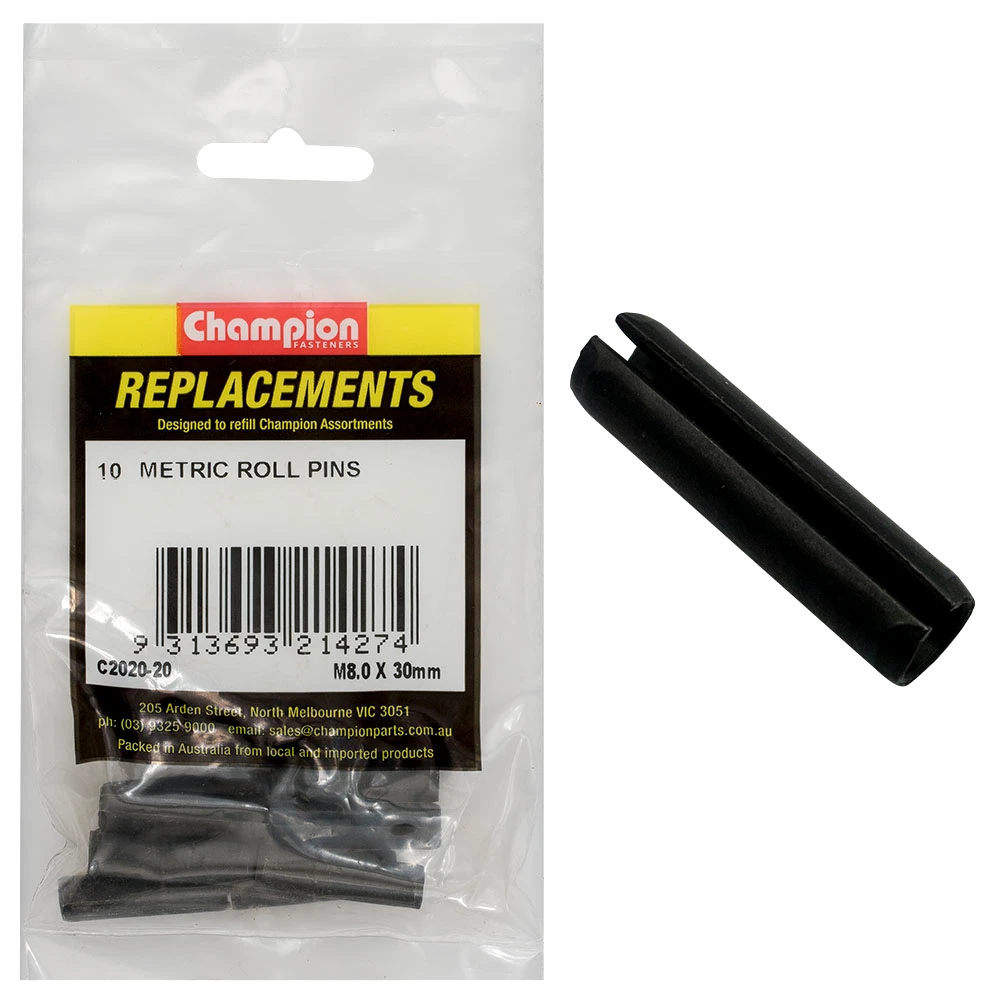 Champion 8.0 x 30mm Metric Roll Pin -10pk