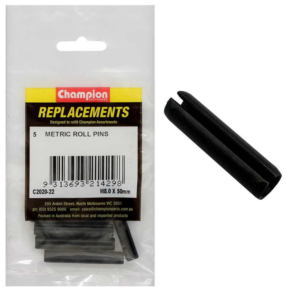 Champion 8.0 x 50mm Metric Roll Pin -5pk