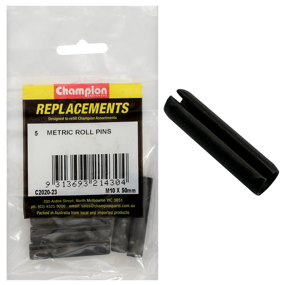 Champion 10.0 x 50mm Metric Roll Pin -5pk