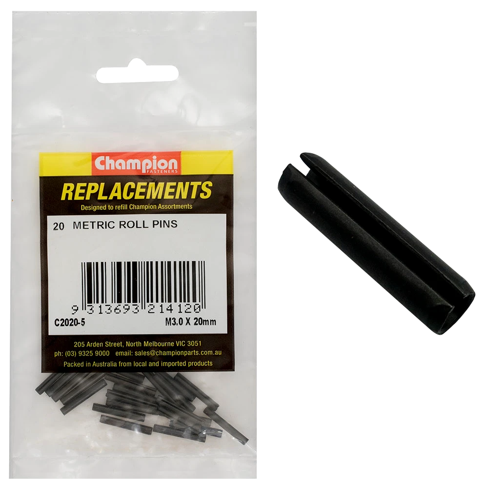 Champion 3.0 x 20mm Metric Roll Pin -20pk