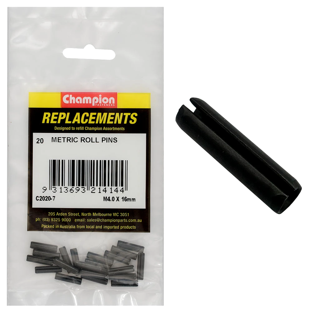 Champion 4.0 x 16mm Metric Roll Pin -20pk