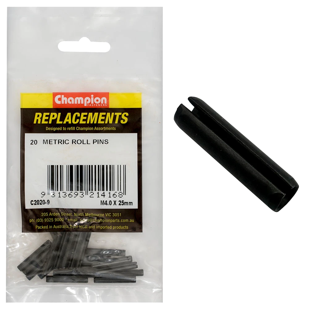 Champion 4.0 x 25mm Metric Roll Pin -20pk
