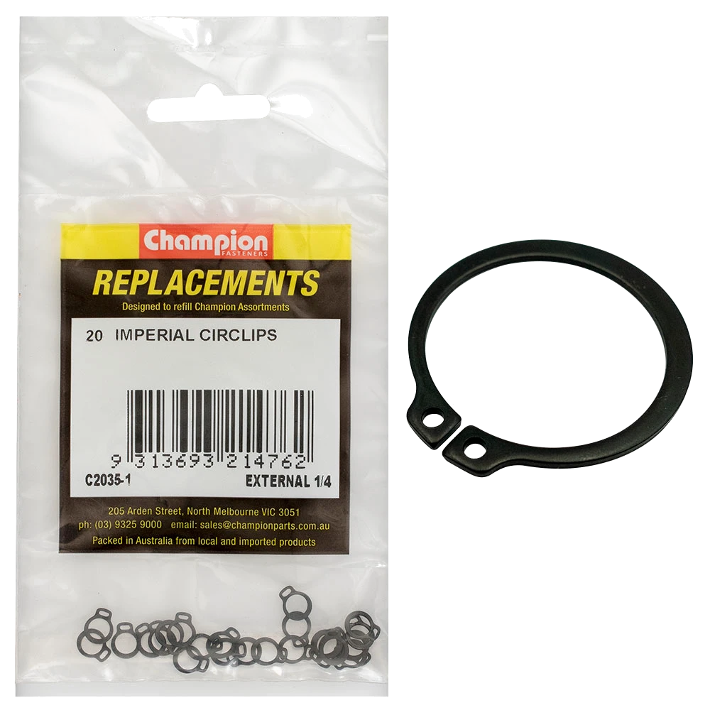 Champion 1/4in Imperial External Circlip -20pk