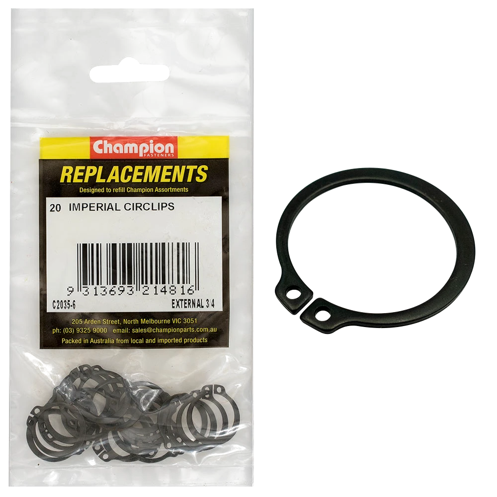Champion 3/4in Imperial External Circlip -20pk
