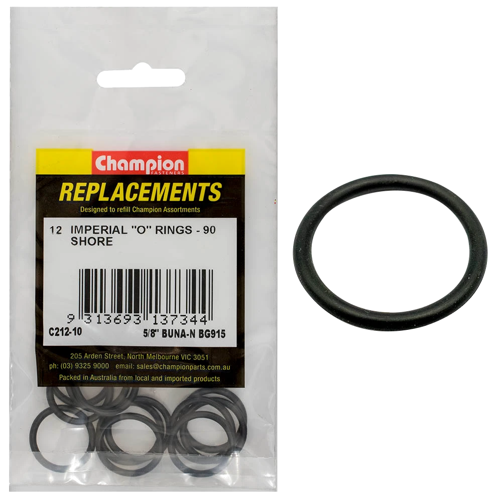 Champion 5/8in(Tube Ref) x.755(I.D) x.097(Sec.) O-Ring-12pk